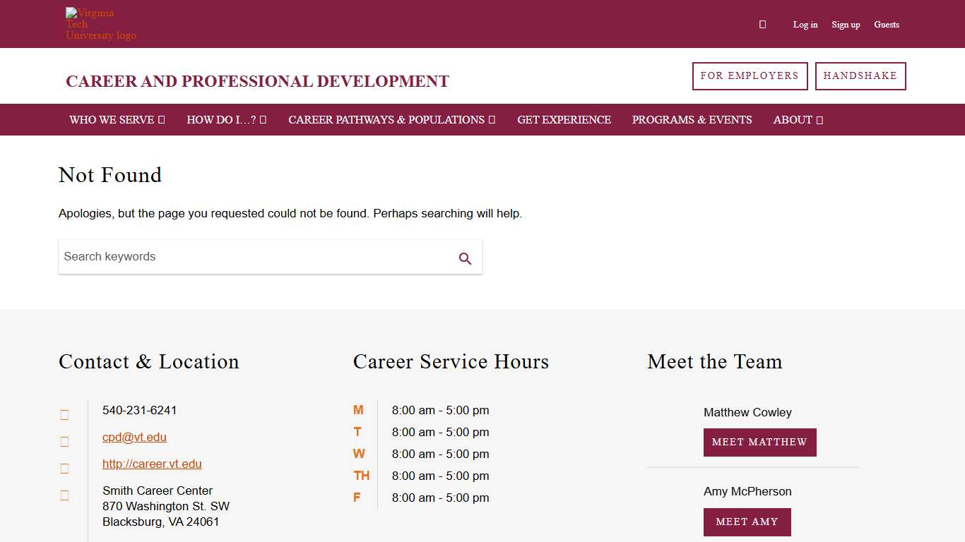 Page not found – Career and Professional Development Virginia Tech
